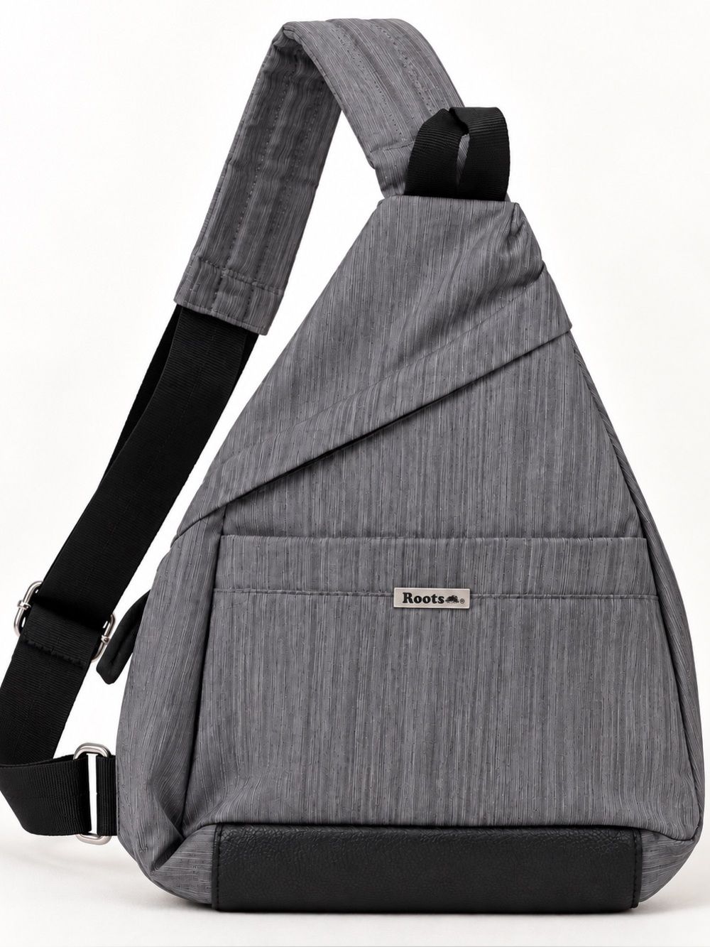 Roots Gray Sling Bag with Black Base and Strap